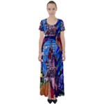 Beauty Stained Glass Castle Building High Waist Short Sleeve Maxi Dress