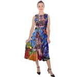 Beauty Stained Glass Castle Building Midi Tie-Back Chiffon Dress