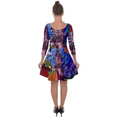 Quarter Sleeve Skater Dress 