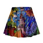 Beauty Stained Glass Castle Building Mini Flare Skirt