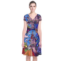 Short Sleeve Front Wrap Dress 