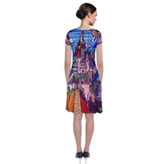 Short Sleeve Front Wrap Dress 