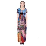 Beauty Stained Glass Castle Building Short Sleeve Maxi Dress