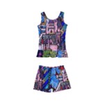 Beauty Stained Glass Castle Building Kids  Boyleg Swimsuit
