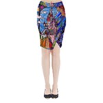 Beauty Stained Glass Castle Building Midi Wrap Pencil Skirt