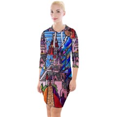 Quarter Sleeve Hood Bodycon Dress 