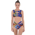 Beauty Stained Glass Castle Building Bandaged Up Bikini Set 