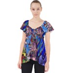 Beauty Stained Glass Castle Building Lace Front Dolly Top