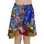 Beauty Stained Glass Castle Building Chiffon Wrap Front Skirt