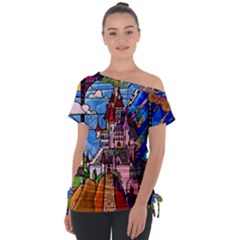 Off Shoulder Tie-Up T-Shirt 