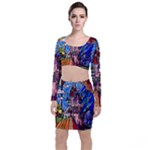 Beauty Stained Glass Castle Building Top and Skirt Sets