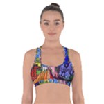 Beauty Stained Glass Castle Building Cross Back Sports Bra