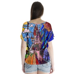 V-Neck Flutter Sleeve Top 