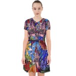 Beauty Stained Glass Castle Building Adorable in Chiffon Dress