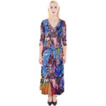 Beauty Stained Glass Castle Building Quarter Sleeve Wrap Maxi Dress