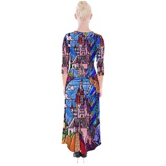 Quarter Sleeve Wrap Maxi Dress 