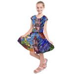 Beauty Stained Glass Castle Building Kids  Short Sleeve Dress
