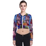Beauty Stained Glass Castle Building Long Sleeve Zip Up Bomber Jacket