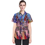 Beauty Stained Glass Castle Building Women s Short Sleeve Shirt