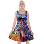 Beauty Stained Glass Castle Building Reversible Velvet Sleeveless Dress