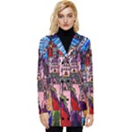 Beauty Stained Glass Castle Building Button Up Hooded Coat 