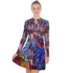 Beauty Stained Glass Castle Building Long Sleeve Panel Dress