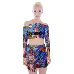 Off Shoulder Top with Mini Skirt Set 