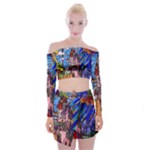 Beauty Stained Glass Castle Building Off Shoulder Top with Mini Skirt Set