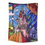 Beauty Stained Glass Castle Building Medium Tapestry