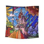 Beauty Stained Glass Castle Building Square Tapestry (Small)