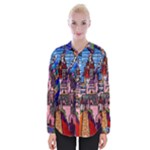 Beauty Stained Glass Castle Building Womens Long Sleeve Shirt