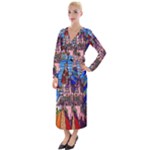 Beauty Stained Glass Castle Building Velvet Maxi Wrap Dress