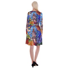 Long Sleeve Velvet Front Wrap Dress 