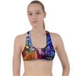 Beauty Stained Glass Castle Building Criss Cross Racerback Sports Bra