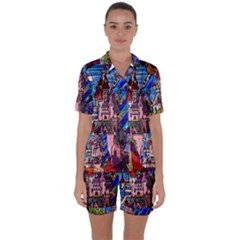Satin Short Sleeve Pajamas Set 