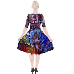 Quarter Sleeve A-Line Dress 