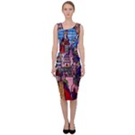 Beauty Stained Glass Castle Building Sleeveless Pencil Dress