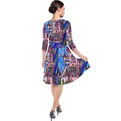 Quarter Sleeve Waist Band Dress 
