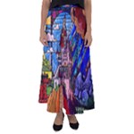 Beauty Stained Glass Castle Building Flared Maxi Skirt
