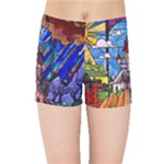 Beauty Stained Glass Castle Building Kids  Sports Shorts