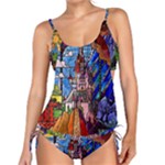 Beauty Stained Glass Castle Building Tankini Set
