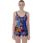 Beauty Stained Glass Castle Building Tie Front Two Piece Tankini