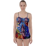 Beauty Stained Glass Castle Building Babydoll Tankini Set