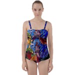 Beauty Stained Glass Castle Building Twist Front Tankini Set