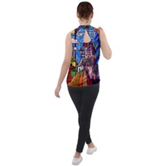 Mock Neck Chiffon Sleeveless Top 