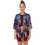 Beauty Stained Glass Castle Building Open Front Chiffon Kimono