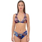 Beauty Stained Glass Castle Building Double Strap Halter Bikini Set