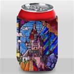 Beauty Stained Glass Castle Building Can Holder
