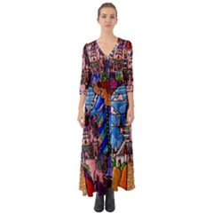 Button Up Boho Maxi Dress 