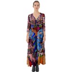 Beauty Stained Glass Castle Building Button Up Boho Maxi Dress